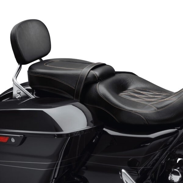 Low-Profile Passenger Pillion – Black Diamond with Toast Stitching