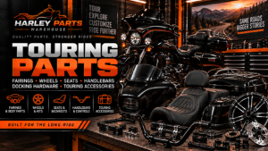 Harley Touring parts including fairings wheels seats and handlebars